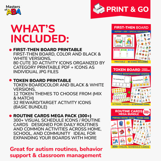 What is included in the essential visual supports bundle for autism and ABA therapy