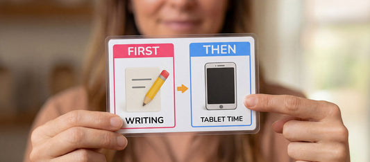 First-Then Board visual support for ABA therapy, autism routines, and RBT sessions