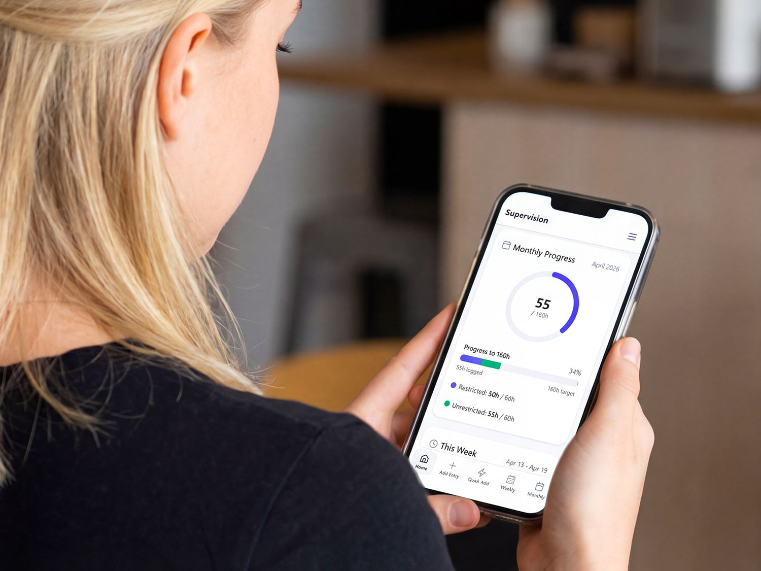 ABA fieldwork tracking app for supervision hours, monthly progress, restricted and unrestricted activities, and BCBA trainee documentation.