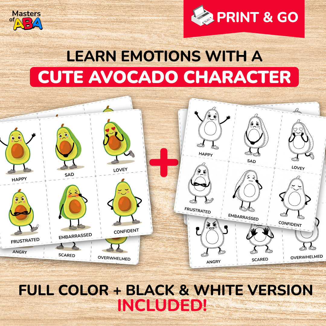 Printable feelings cards pack with 20 plus emotion cards in color and black and white