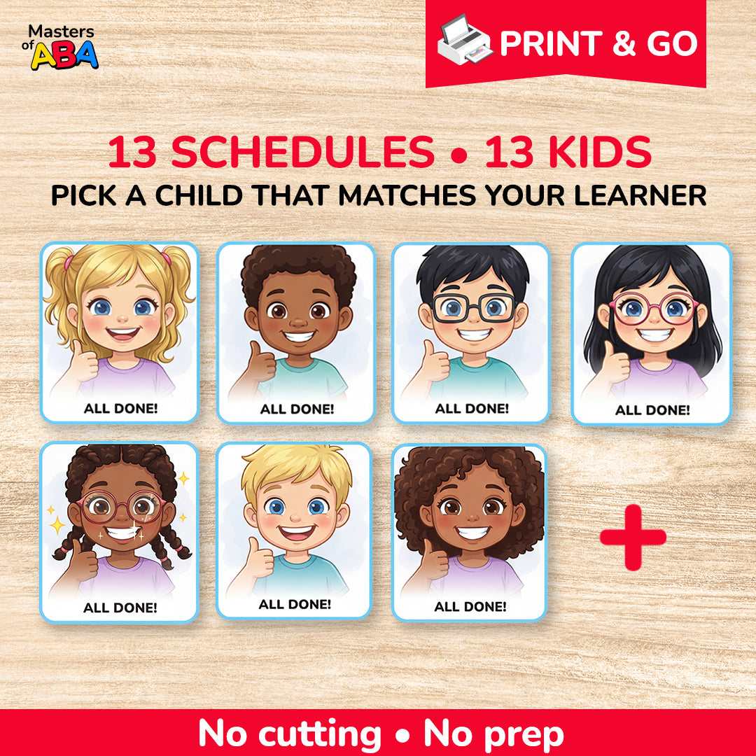 Brushing teeth visual schedule with 13 diverse child image options for autism routines