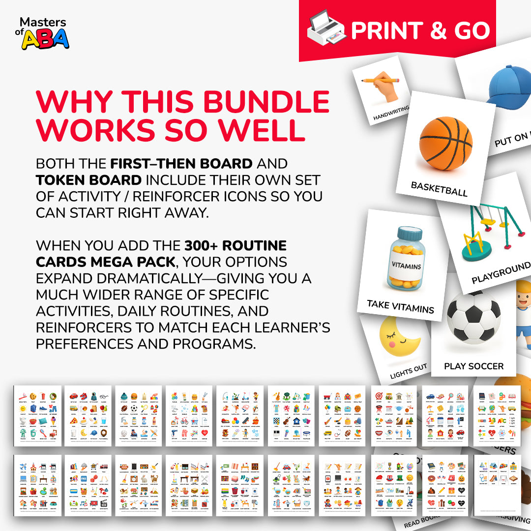Printable visual supports bundle for transitions, reinforcement, routines, and behavior support