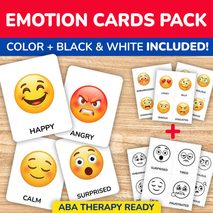 Emotion cards printable for kids with feelings flashcards for autism and ABA therapy