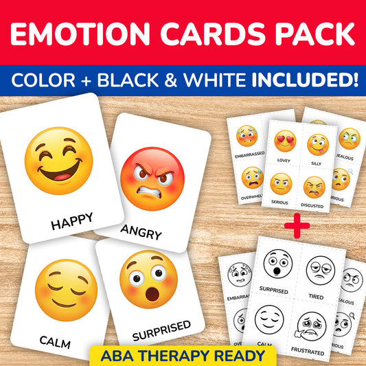Emotion cards printable for kids with feelings flashcards for autism and ABA therapy