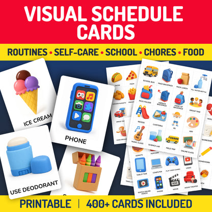Routine Cards Mega Pack, 400+ Printable Visual Schedule Cards, First Then Boards & Token Board Visuals