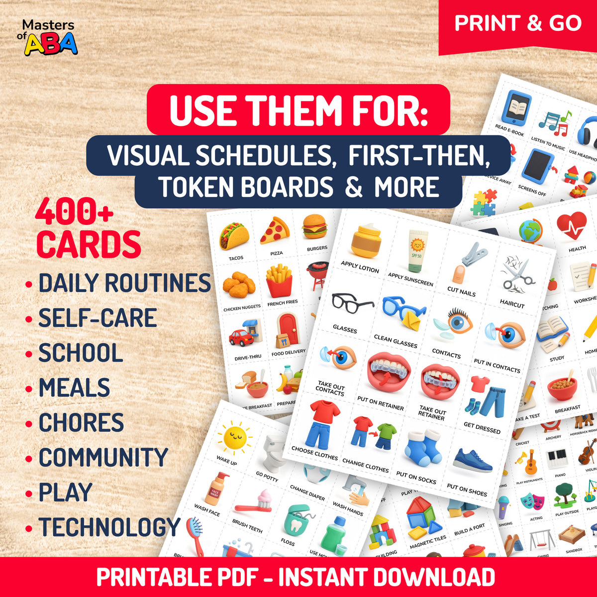 Routine Cards Mega Pack, 400+ Printable Visual Schedule Cards, First Then Boards & Token Board Visuals