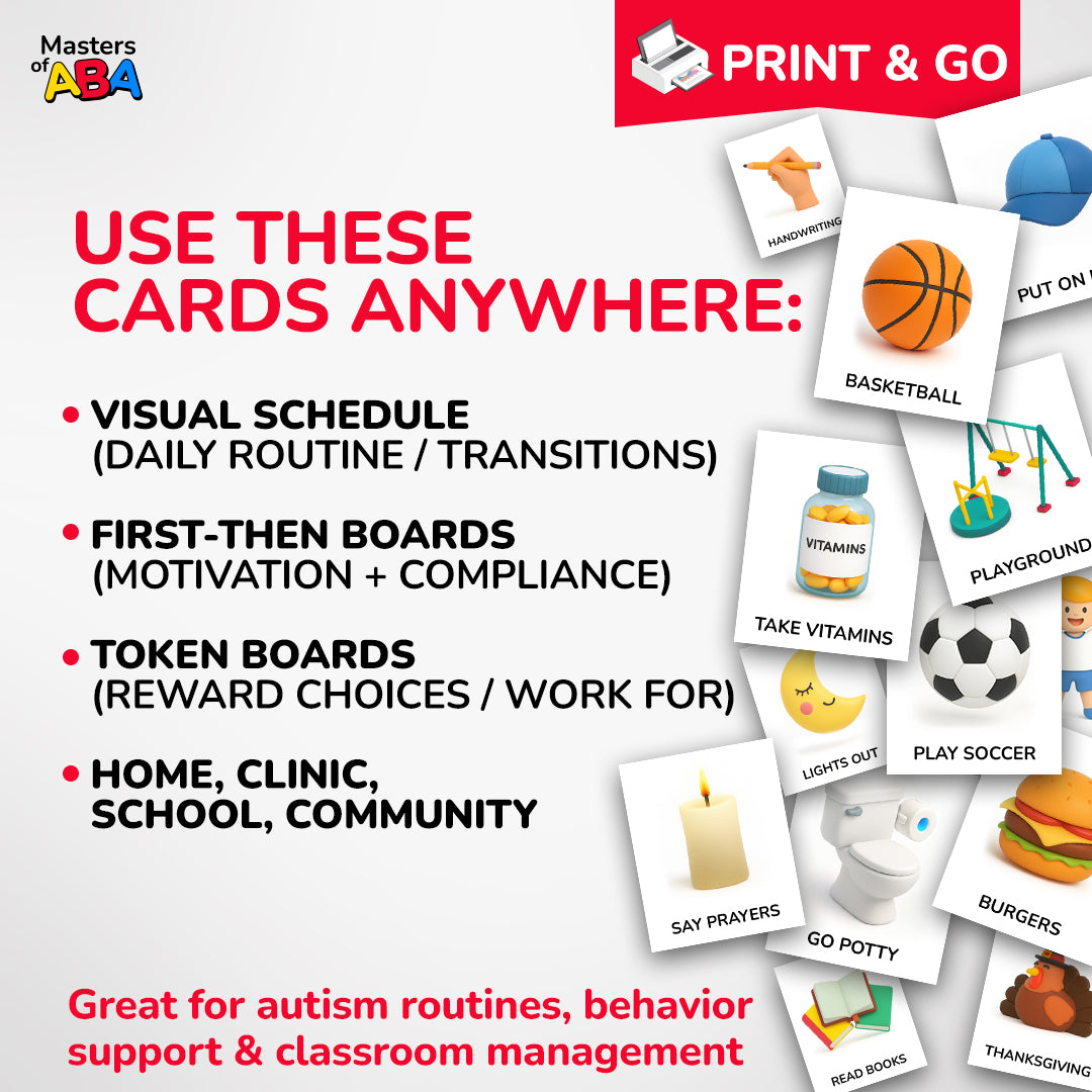 What’s included in the Routine Cards Mega Bundle with printable routine cards, visual schedule icons, and individual JPG files