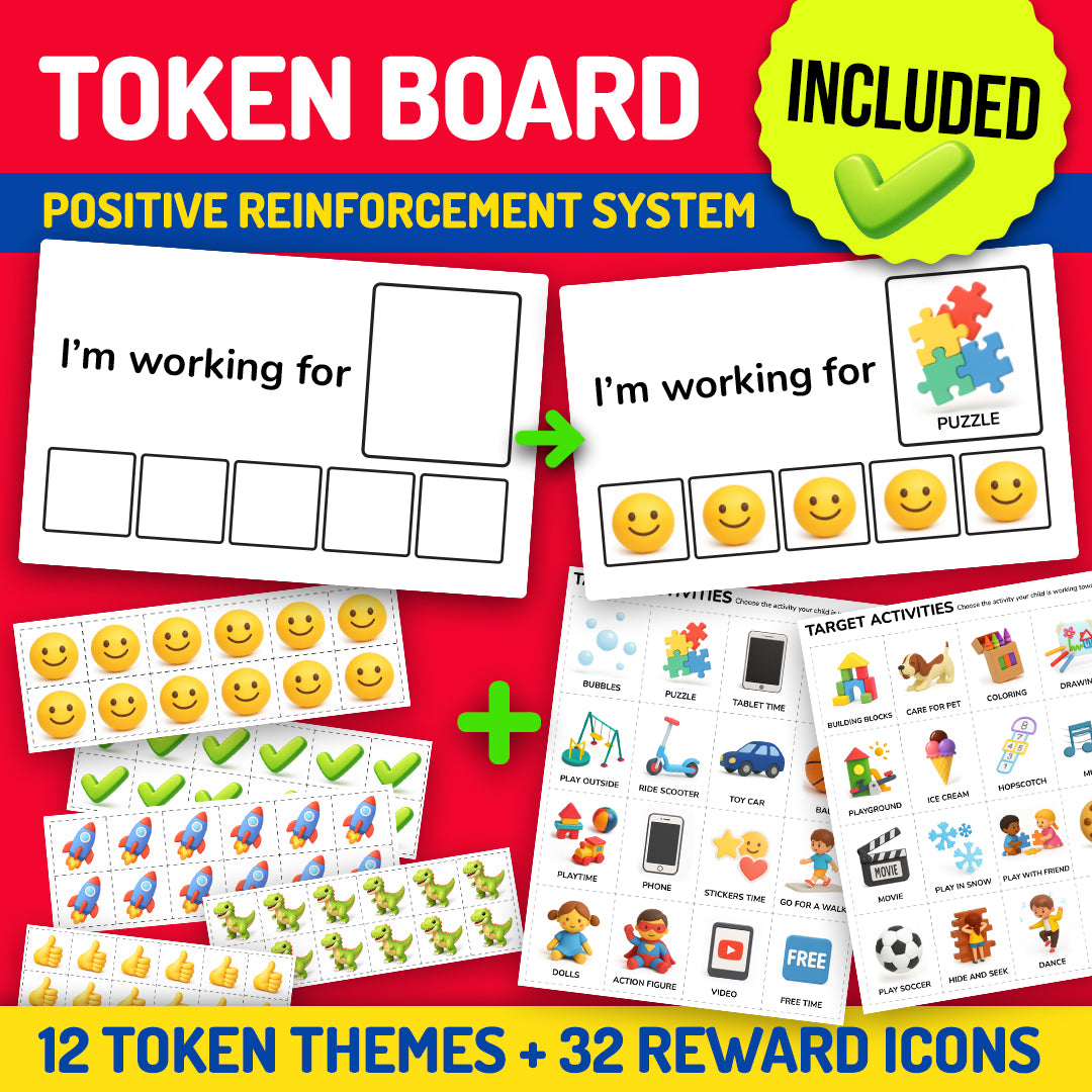 Token board printable with reward icons included in the visual supports essential bundle