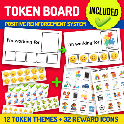 Token board printable with reward icons included in the visual supports essential bundle