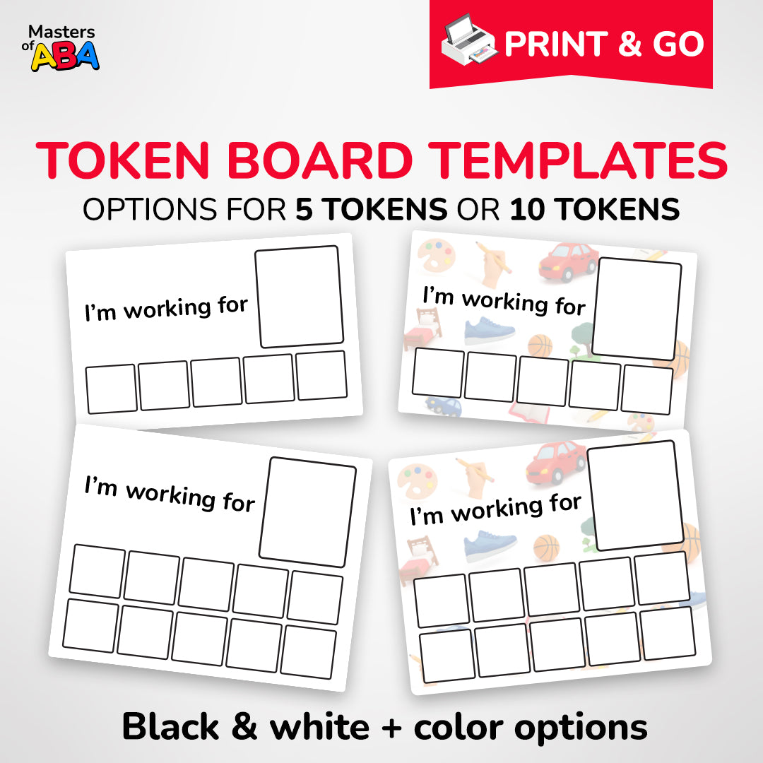 Printable token board templates in color and black and white for positive reinforcement
