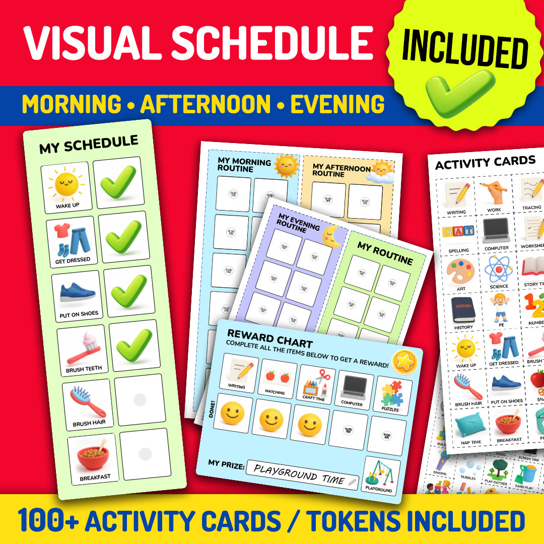Visual schedule printable with activity cards included in the visual supports essential bundle