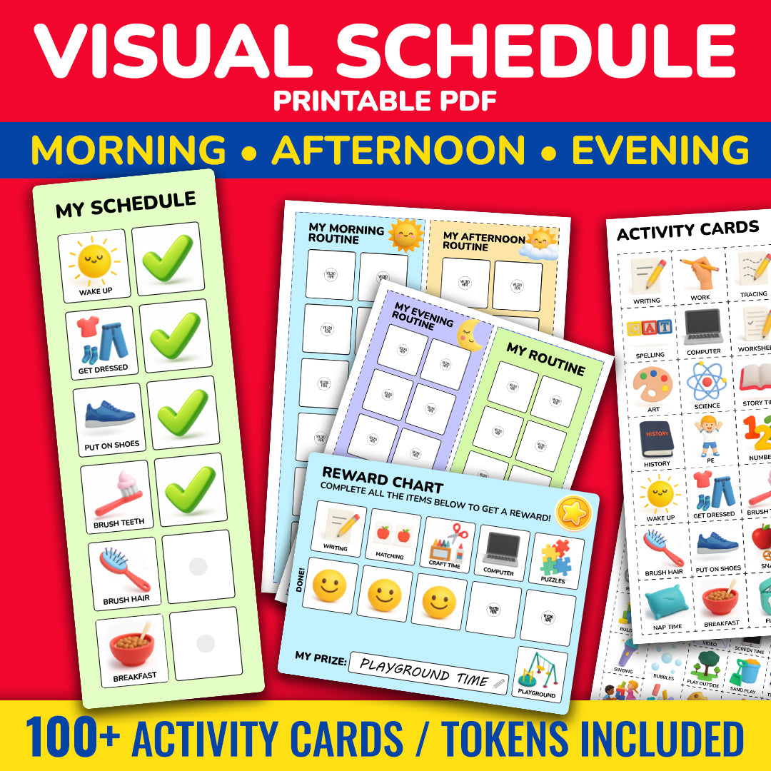 Visual schedule printable for autism and ABA therapy with 100 plus activity cards